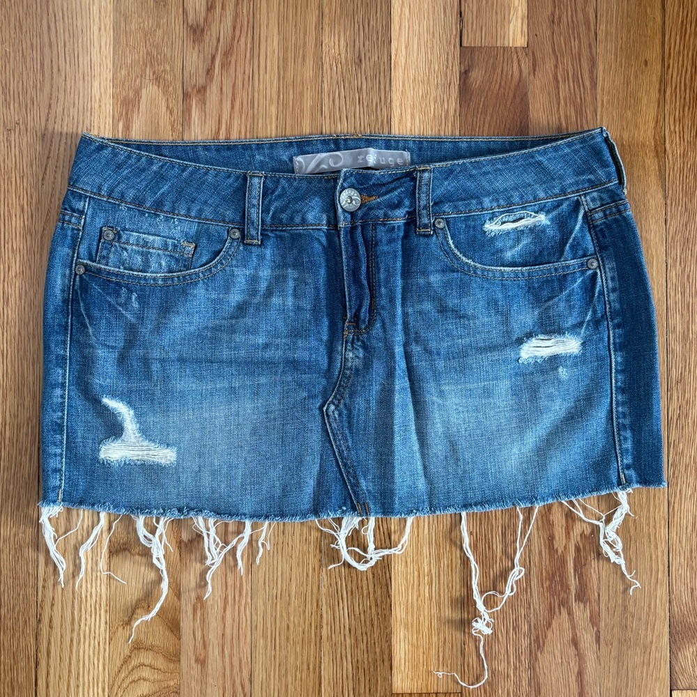 Distressed Denim Mini Skirt